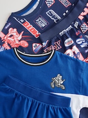 Red/Navy/White Moto Racing 100% Cotton Short Pyjamas 2 Pack (4-16yrs) - Image 5 of 7