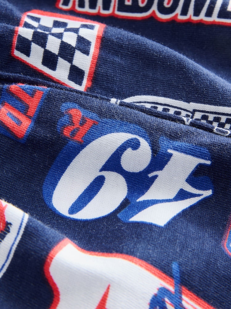 Red/Navy/White Moto Racing 100% Cotton Short Pyjamas 2 Pack (4-16yrs) - Image 7 of 7