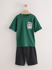 Black/Green Relaxed 100% Cotton Shorts Pyjamas 2 Pack (4-16yrs) - Image 7 of 10