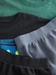 Black/Green Relaxed 100% Cotton Shorts Pyjamas 2 Pack (4-16yrs) - Image 9 of 10