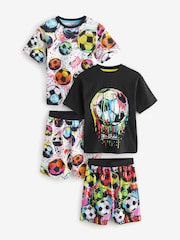 Black/ Multi Bright Football Short Pyjamas 2 Pack (5-16yrs) - Image 1 of 6