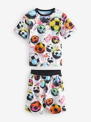 Black/ Multi Bright Football Short Pyjamas 2 Pack (5-16yrs) - Image 2 of 6