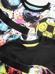 Black/ Multi Bright Football Short Pyjamas 2 Pack (5-16yrs) - Image 5 of 6