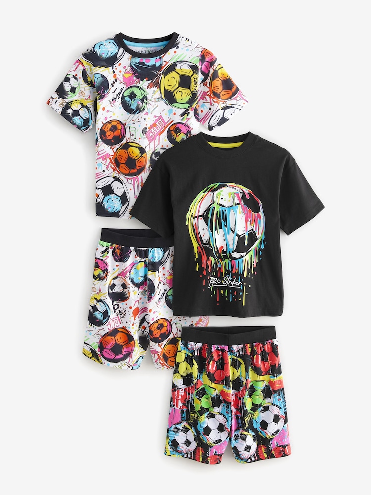 Black/ Multi Bright Football Short Pyjamas 2 Pack (5-16yrs) - Image 6 of 6