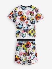 Black/ Multi Bright Football Short Pyjamas 2 Pack (5-16yrs) - Image 9 of 11