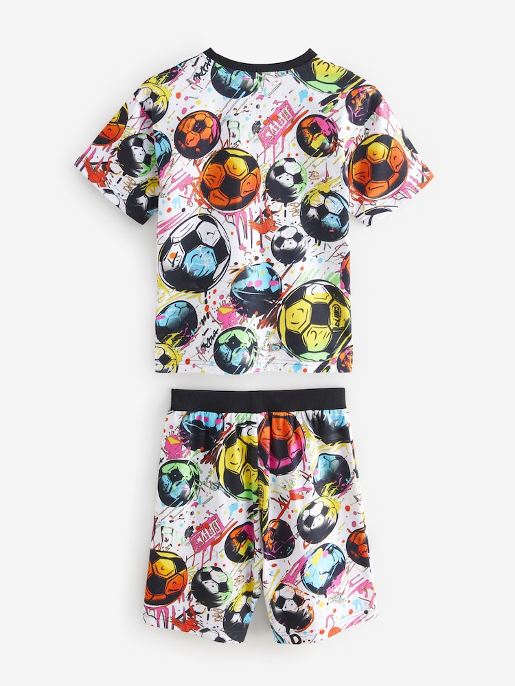 Black/ Multi Bright Football Short Pyjamas 2 Pack (5-16yrs) - Image 9 of 11
