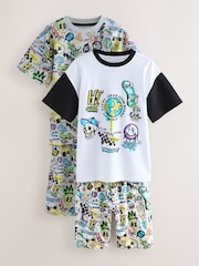 White/Black/Grey Short Pyjamas 2 Pack (5-14yrs) - Image 1 of 6