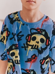 Blue/ White Graffiti Skull Short Pyjamas 3 Pack (3-16yrs) - Image 4 of 4