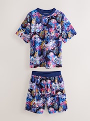 Multi Bright Graffiti Gamer Short Pyjamas 2 Pack (3-16yrs) - Image 12 of 14