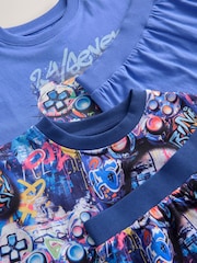 Multi Bright Graffiti Gamer Short Pyjamas 2 Pack (3-16yrs) - Image 13 of 14