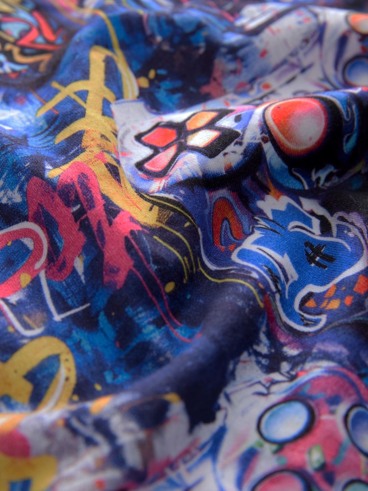 Večbarvni grafiti gamer - Komplet 2 sproščenih 100% bombažnih kratkih pižam (6-16let) - Slika 6 iz 6
