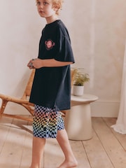 Black/Pink Slogan Single 100% Cotton Short Pyjamas (3-16yrs) - Image 1 of 3