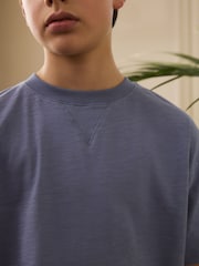 Blue/Grey 100% Cotton Short Sleeve Long Bottoms 2 Pack (3-16yrs) - Image 5 of 12