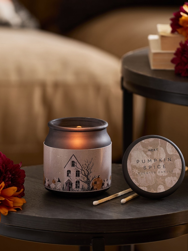 Grey/Black Halloween Pumpkin Mini Spice Candle - Image 1 of 1 Grey/Black Halloween Pumpkin Mini Spice Candle - Image 1 of 1