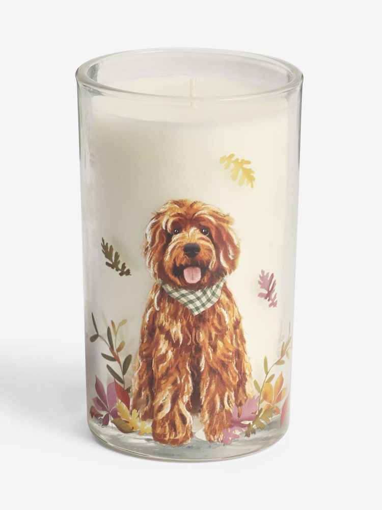Orange Louie the Labradoodle Pumpkin Ginger Chai Pillar Candle - Image 3 of 3