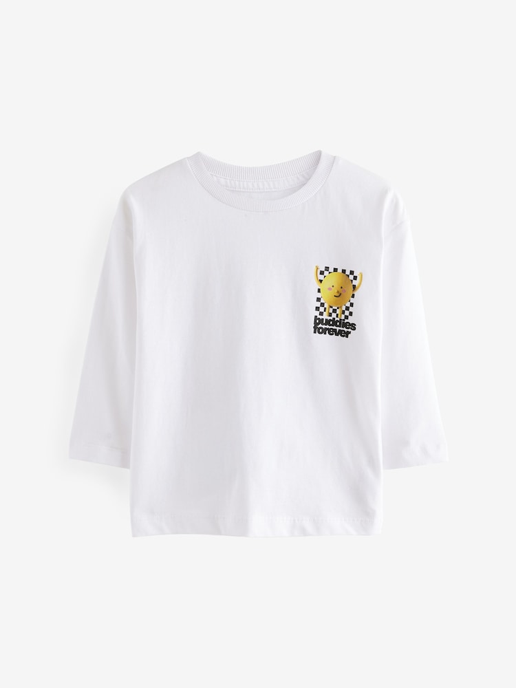 White Long Sleeve Back Print 100% Cotton T-Shirt (3mths-7yrs) - Image 1 of 4
