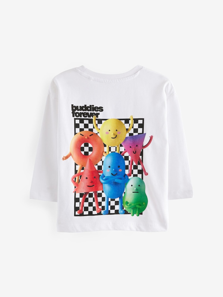 White Long Sleeve Back Print 100% Cotton T-Shirt (3mths-7yrs) - Image 2 of 4
