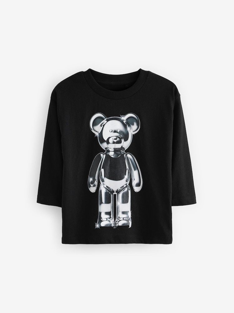 Metallic Bear Long Sleeve 100% Cotton T-Shirt (3mths-7yrs) - Image 1 of 4 Metallic Bear Long Sleeve 100% Cotton T-Shirt (3mths-7yrs) - Image 1 of 4