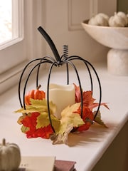 Orange Pumpkin Wreath LED Candle - Image 2 of 4