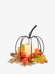 Orange Pumpkin Wreath LED Candle - Image 4 of 4