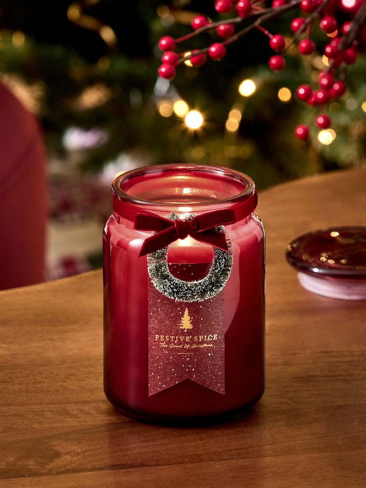 Red Festive Spice Jar Candle - Image 1 of 4