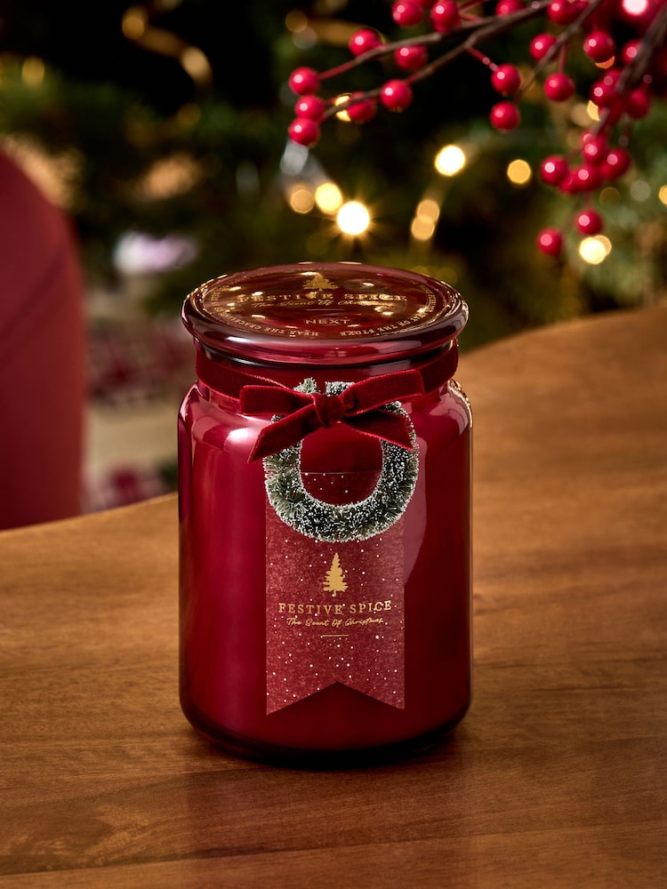Red Festive Spice Jar Candle - Image 2 of 4