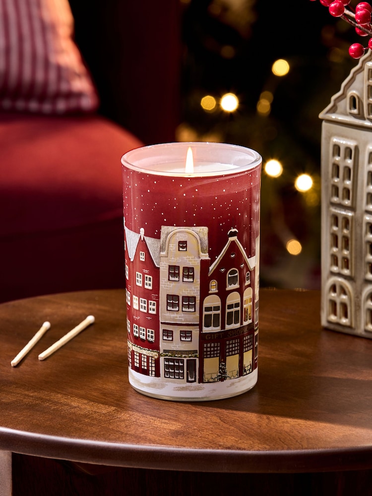 Red Festive Spice Pillar Candle - Image 1 of 3 Red Festive Spice Pillar Candle - Image 1 of 3