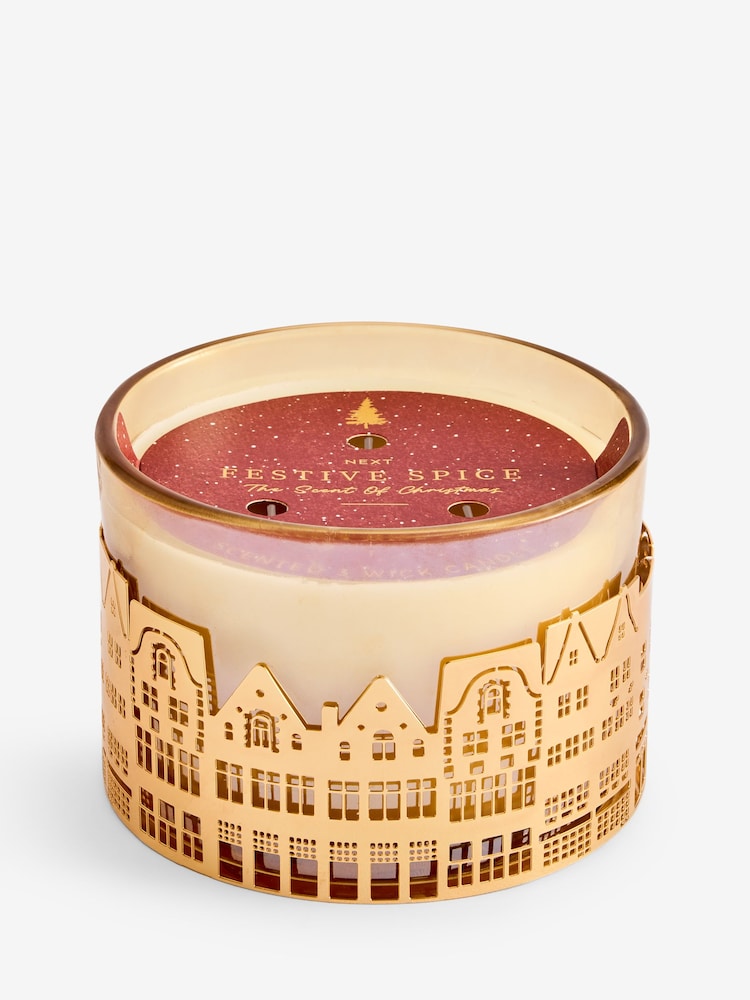 Gold Festive Spice 3 Wick Candle - Image 2 of 3 Gold Festive Spice 3 Wick Candle - Image 2 of 3