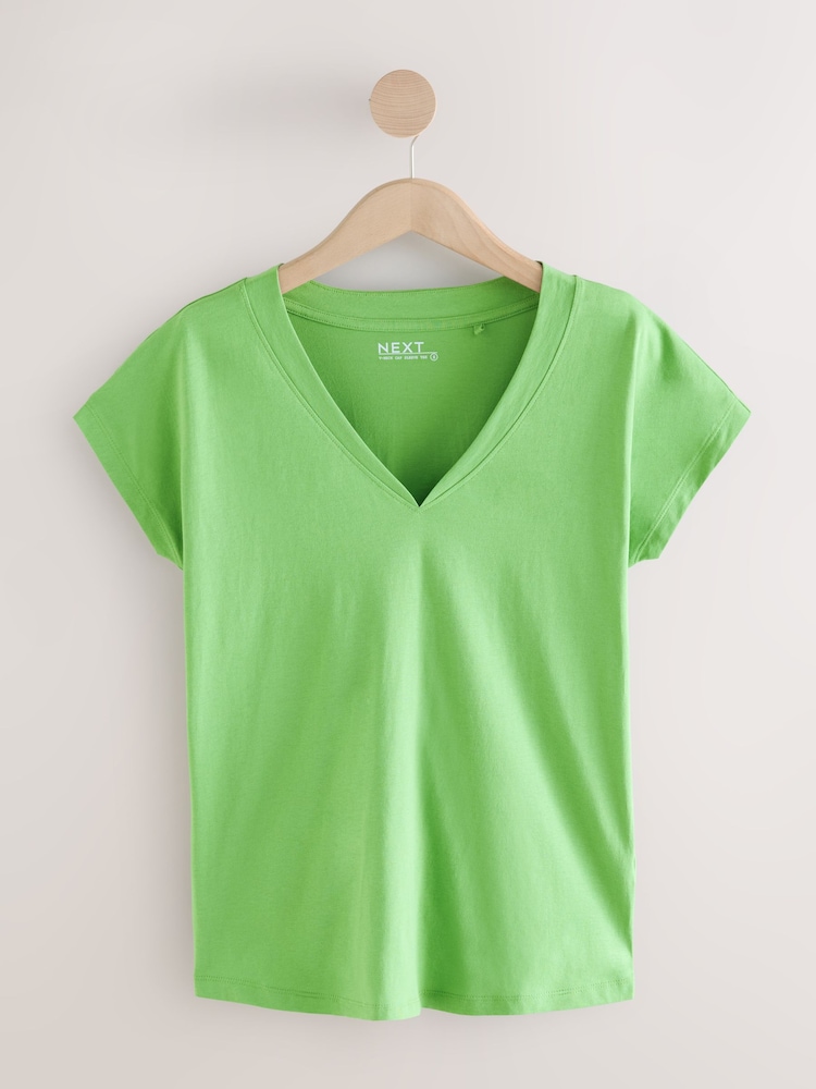 Summer Brights V-Neck Cap Sleeve 100% Cotton T-Shirts 5 Pack - Image 4 of 8