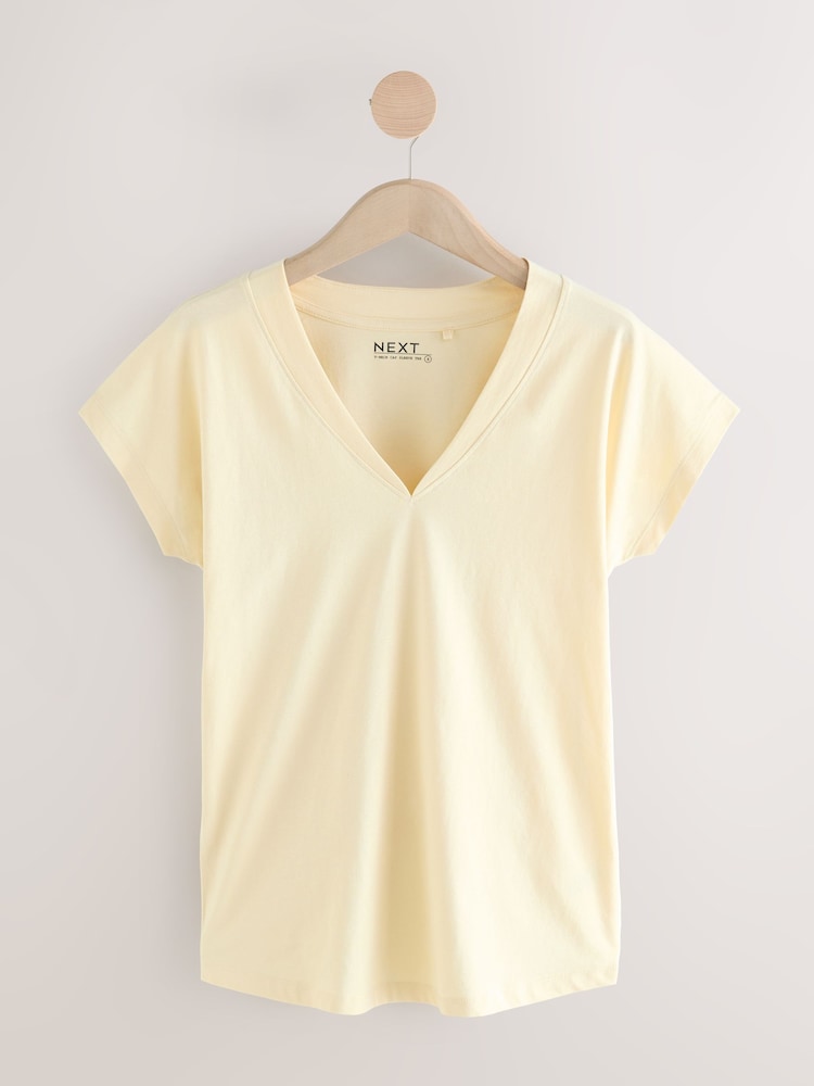 Summer Brights V-Neck Cap Sleeve 100% Cotton T-Shirts 5 Pack - Image 5 of 8