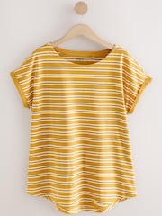 Pink/Green/White/Yellow Stripe/ Palm Print Cap Sleeve T-Shirts 5 Pack - Image 1 of 3