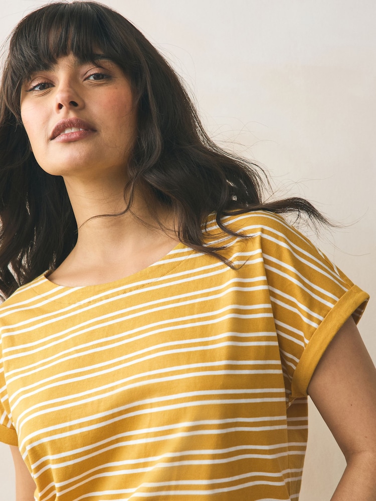 Pink/Green/White/Yellow Stripe/ Palm Print Cap Sleeve T-Shirts 5 Pack - Image 5 of 12