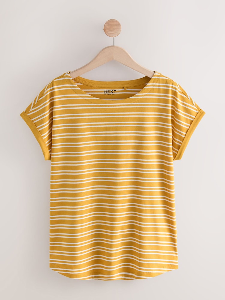Pink/Green/White/Yellow Stripe/ Palm Print Cap Sleeve T-Shirts 5 Pack - Image 8 of 12