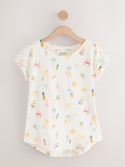 Tropical Print/Blue/Orange - حزمة من 3 تيشرتات بأكمام فوق الكتف من القطن 100% - صورة 2 من 6