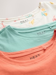Tropical Print/Blue/Orange - حزمة من 3 تيشرتات بأكمام فوق الكتف من القطن 100% - صورة 6 من 6