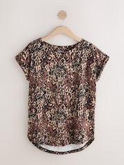 Animal Leopard Cap Sleeve T-Shirt Top - Image 4 of 6