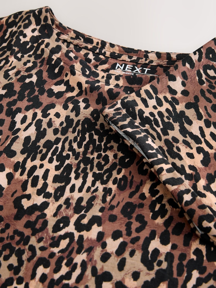 Animal Leopard Cap Sleeve T-Shirt Top - Image 6 of 6
