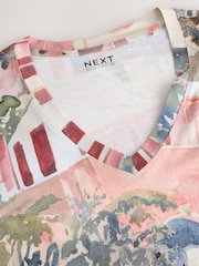 Scenic Chateu Print Cotton Modal Slouch V-Neck T-Shirt - Image 8 of 9