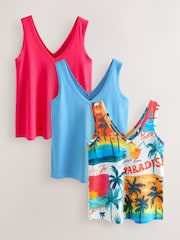 Rose/Bleu/Vert - Lot de 3 gilets souples en modal - Image 1 of 9