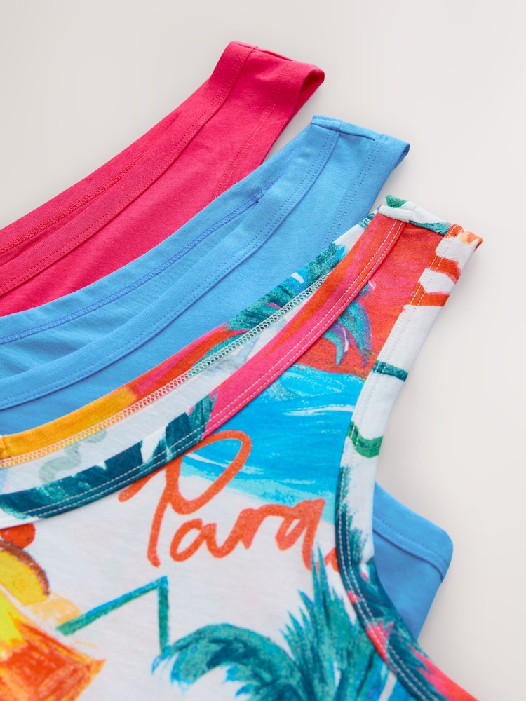 Rose/Bleu/Vert - Lot de 3 gilets souples en modal - Image 8 of 9
