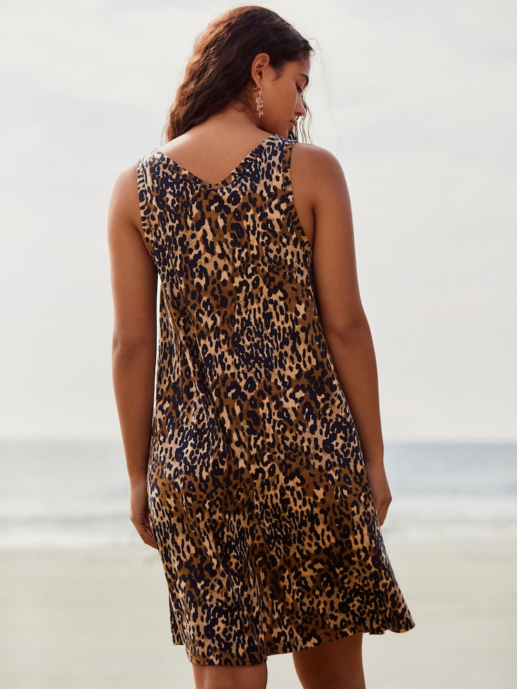 Animal Leopard Sleeveless V-Neck Slouch Dress - Image 3 of 7