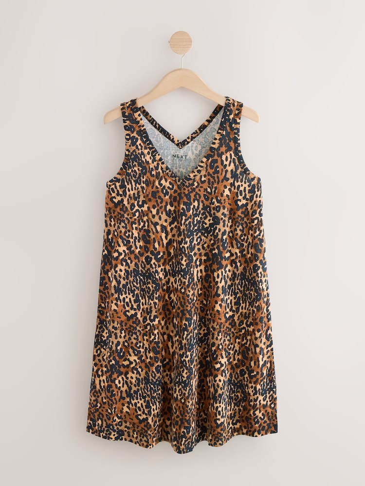 Animal Leopard Sleeveless V-Neck Slouch Dress - Image 5 of 7