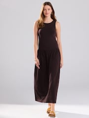 Brown Drop Waist Maxi Length Jersey Dress - Image 1 of 4