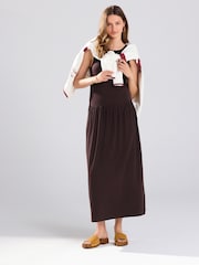 Brown Drop Waist Maxi Length Jersey Dress - Image 2 of 4