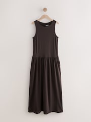 Brown Drop Waist Maxi Length Jersey Dress - Image 5 of 7