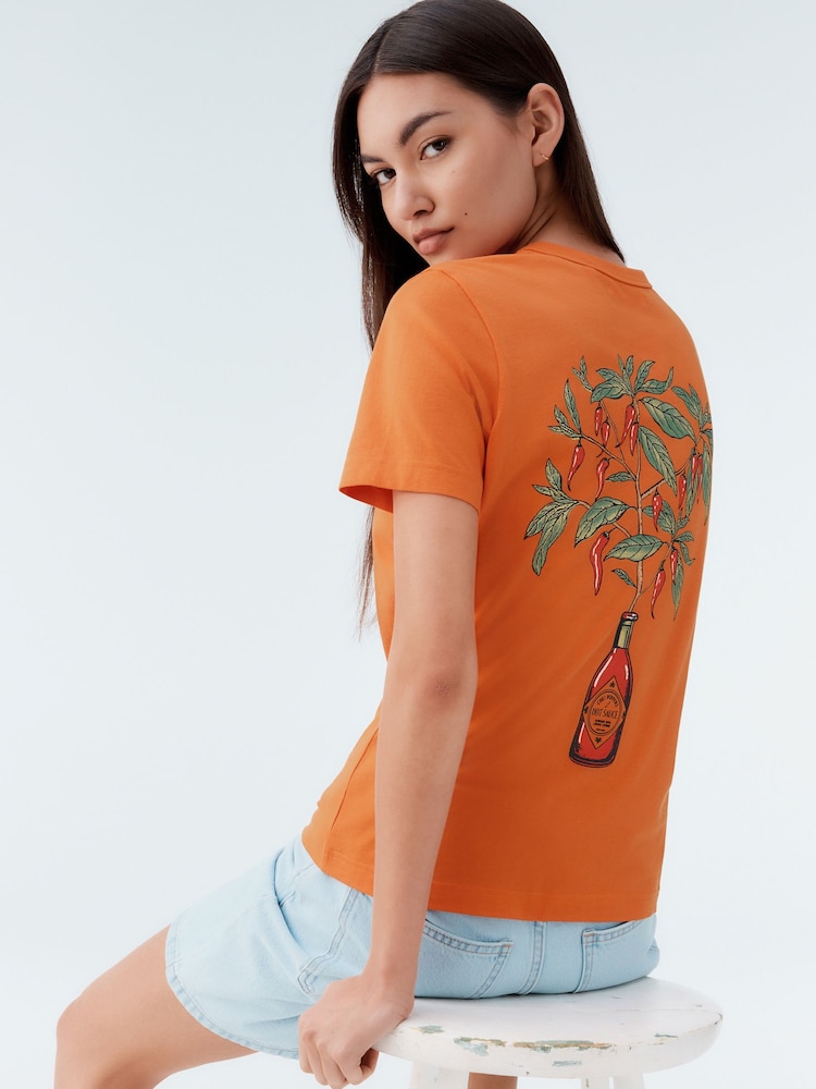 Back Graphic Hot Sauce Essential Pure Cotton Short Sleeve Crew Neck T-Shirt - Image 1 of 5