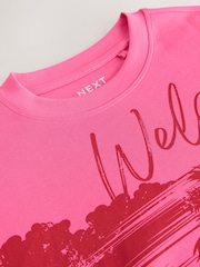 Pink Tonal Palm Graphic Oversized Relaxed Fit Boxy Heavyweight Crew Neck T-Shirt - Image 8 of 9