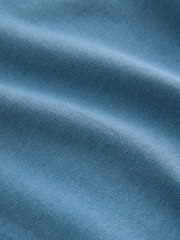 Washed Indigo Blue Relaxed Fit Short Sleeve 100% Cotton Crew Neck Mini Dress - Image 6 of 7