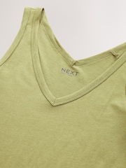 Khaki Green Sleeveless V-Neck Slouch Dress - Image 6 of 6