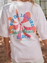 Back Graphic Rio De Janeriro Pink Relaxed Fit Heavyweight Longline T-Shirt - Image 3 of 7